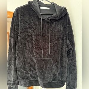 Women Black velvet hoodie with pockets #velvet #hoodie